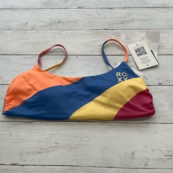 Roxy Pop Surf bralette bikini top bra Junior S boho color block coastal granny - Picture 7 of 12